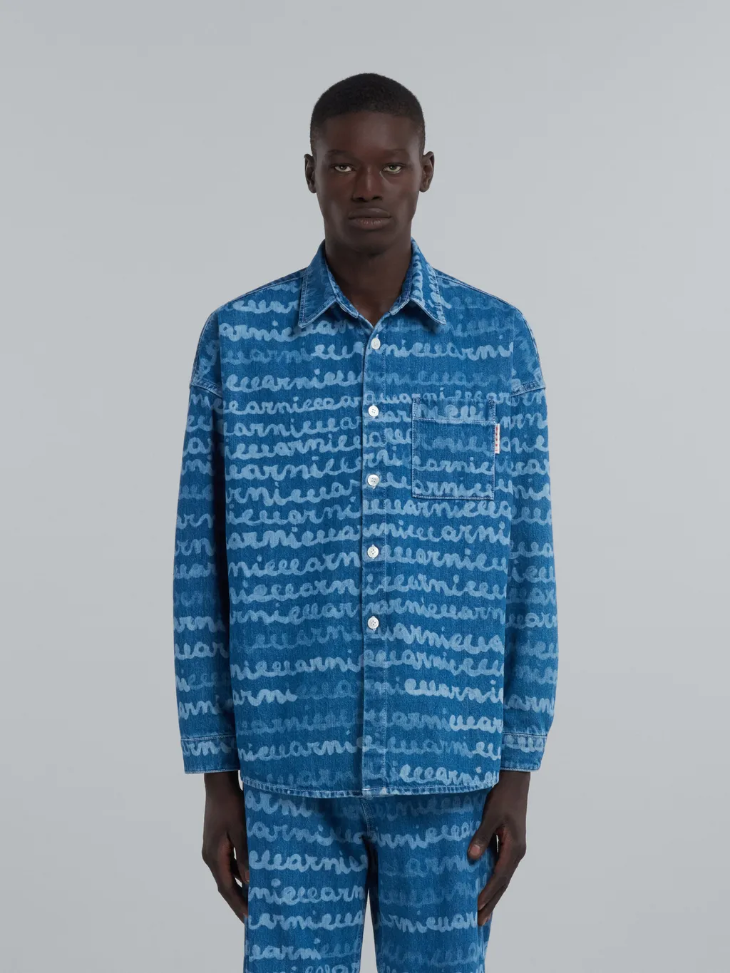 Logo Printed Buttoned Denim Shirt