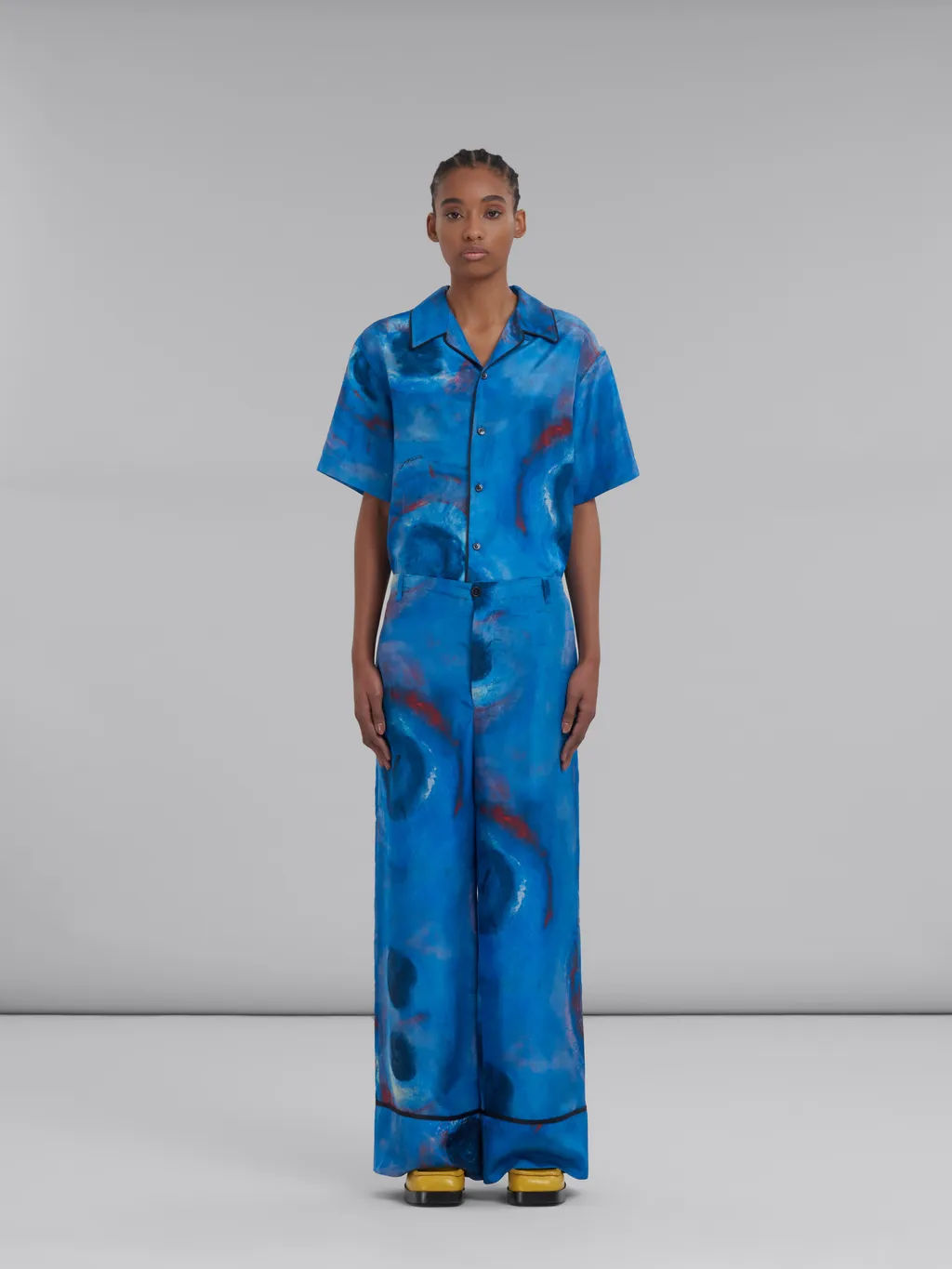 Allover Printed Wide-Leg Trousers