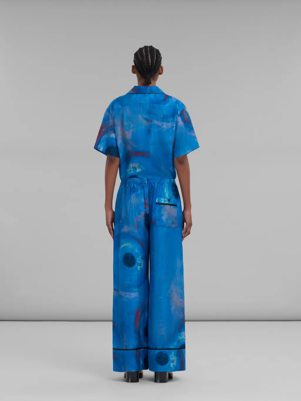 Allover Printed Wide-Leg Trousers