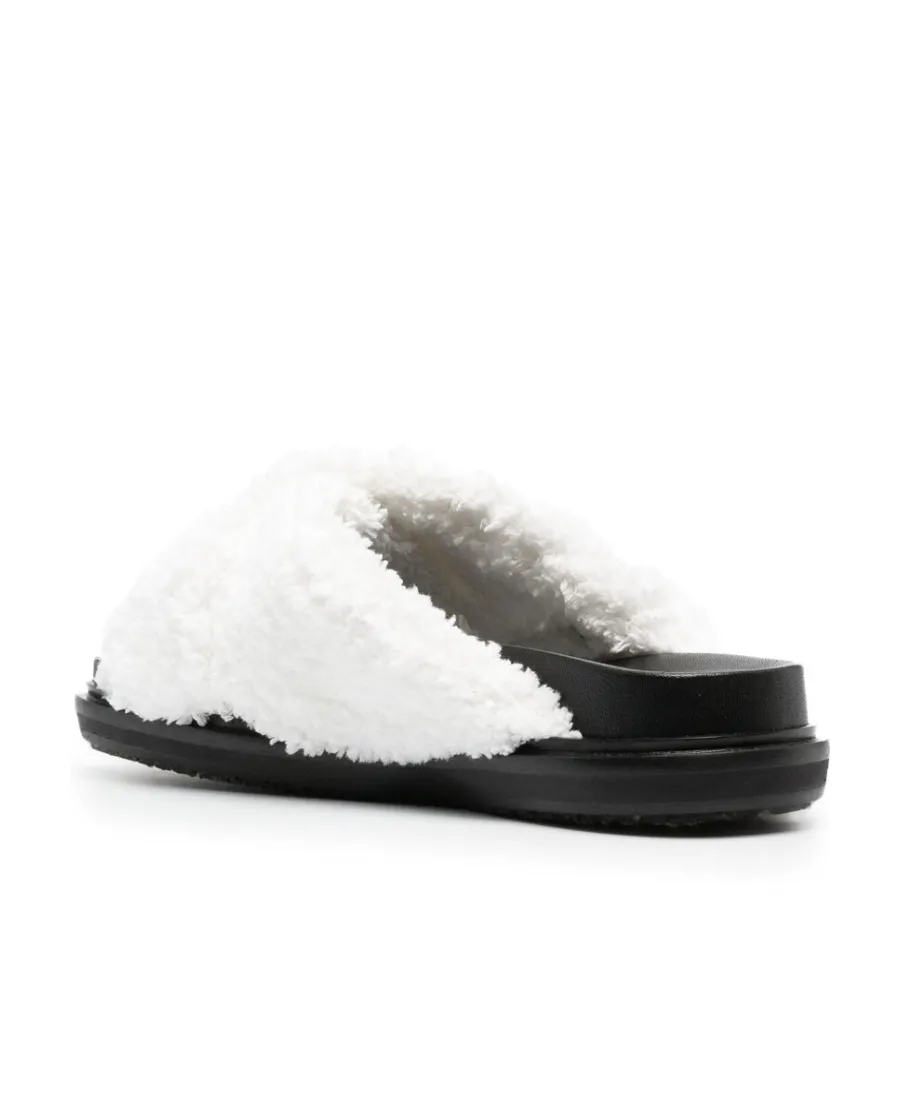 Logo-Embroidered Shearling Sandals