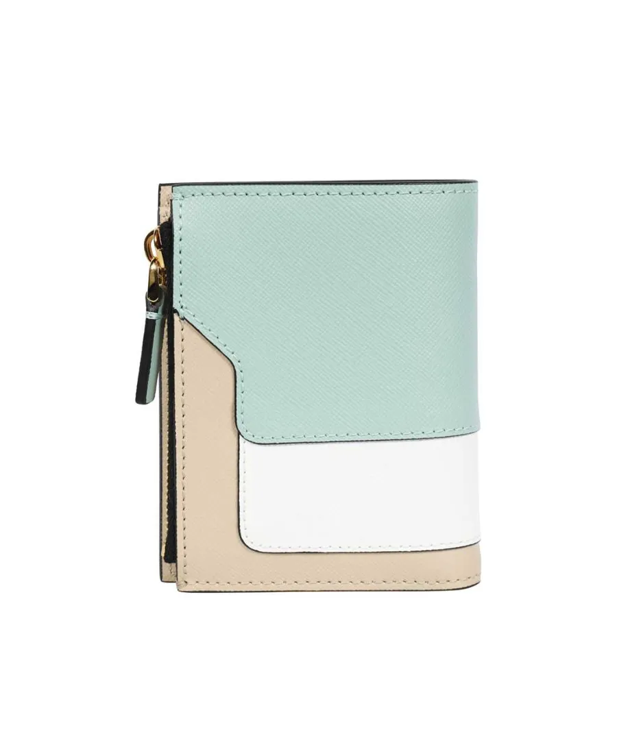 Logo Detailed Panelled Zipped Wallet