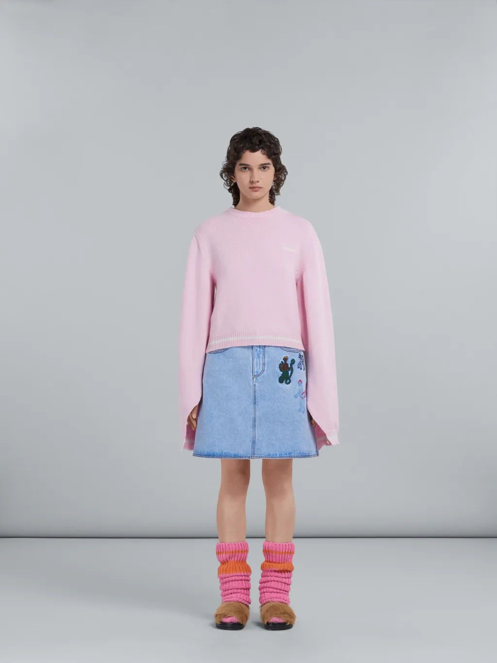 Denim Skirt With Embroidery