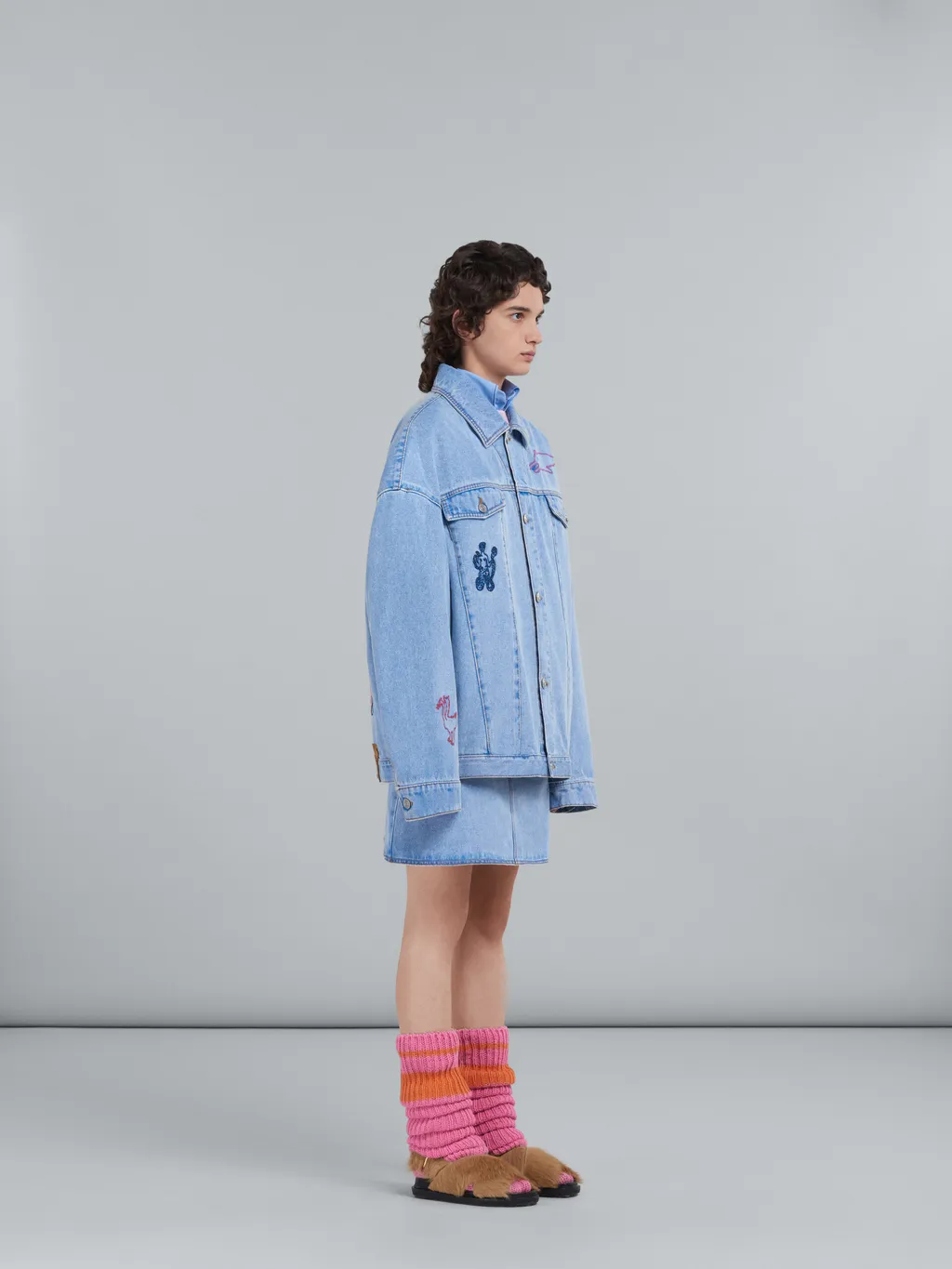 Denim Skirt With Embroidery