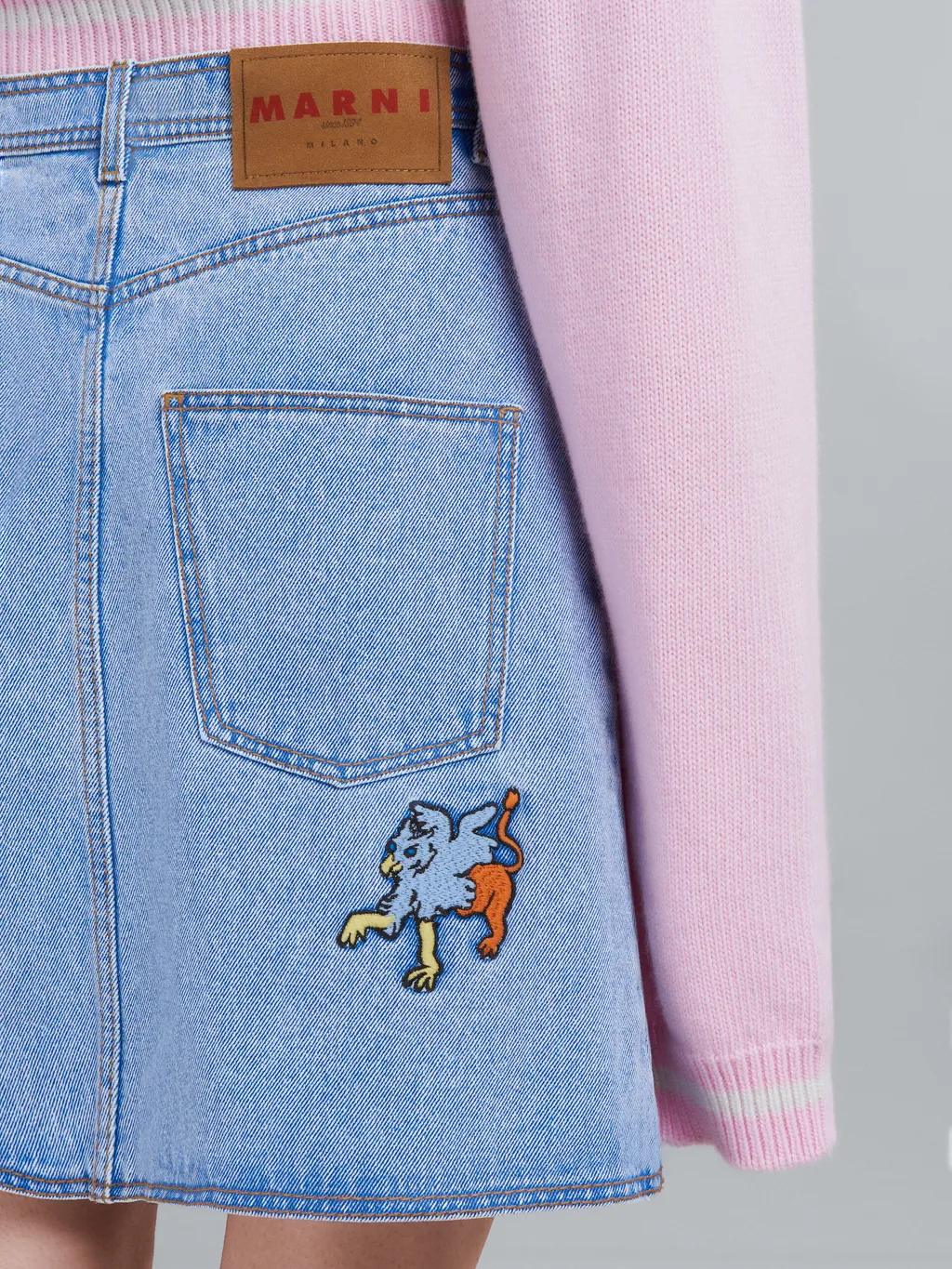 Denim Skirt With Embroidery
