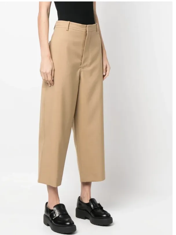 Wide Leg Cropped Wool Trousers