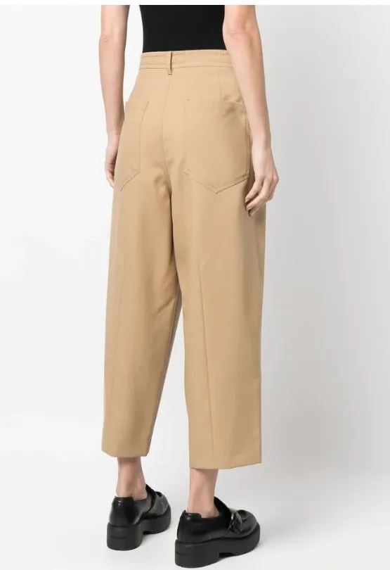 Wide Leg Cropped Wool Trousers
