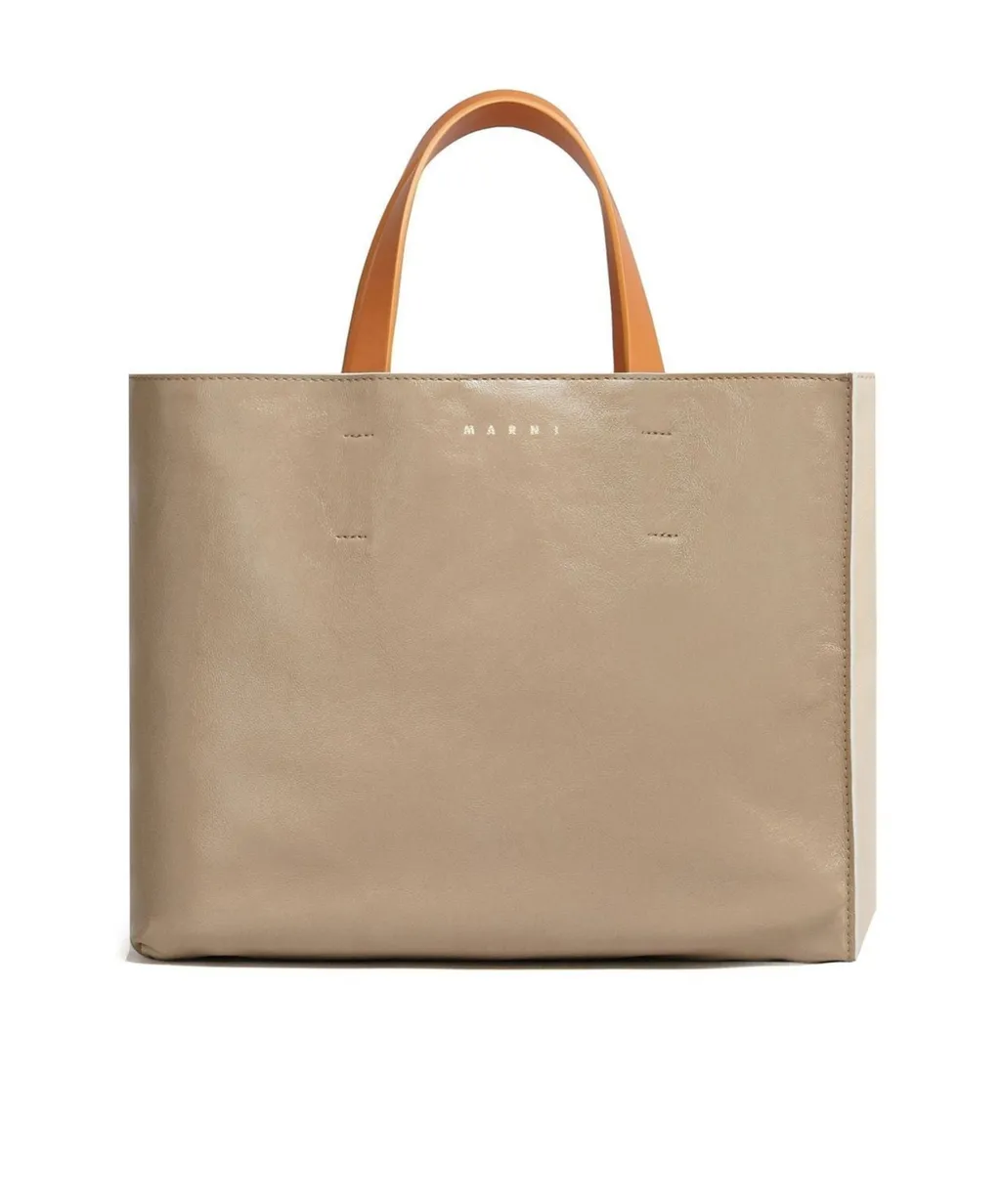 Logo Print Leather Shoulder Bag