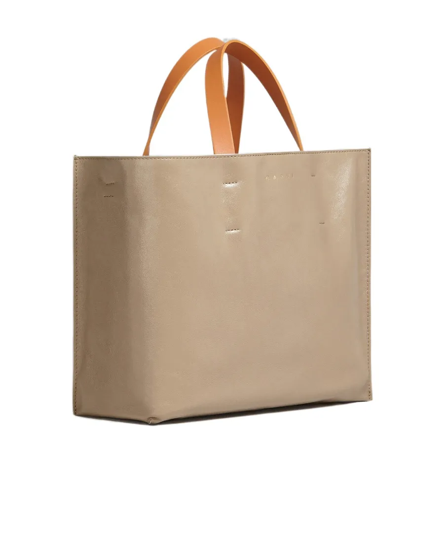 Logo Print Leather Shoulder Bag