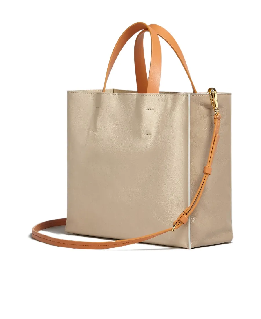 Logo Print Leather Shoulder Bag