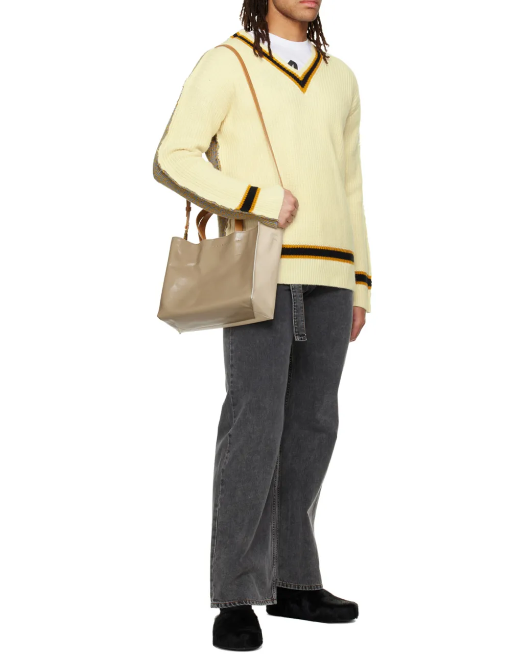 Logo Print Leather Shoulder Bag