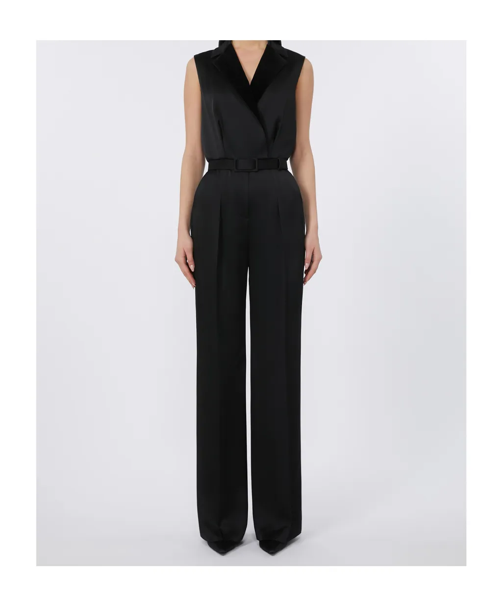 Lapel Sleeveless Jumpsuit