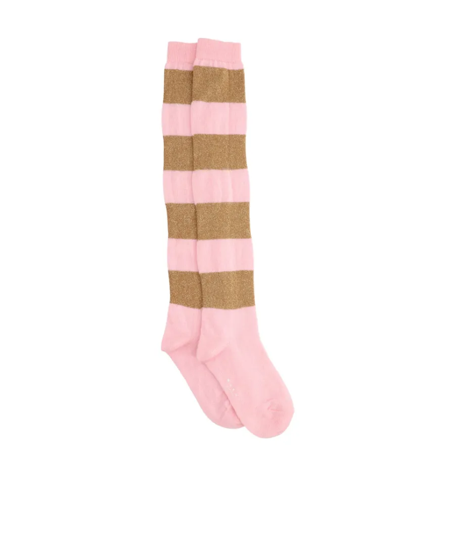 Striped Metallic Thread Socks