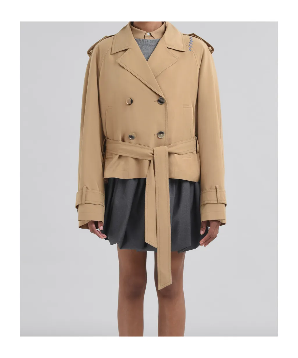 Double-Breasted Short Trench Jacket