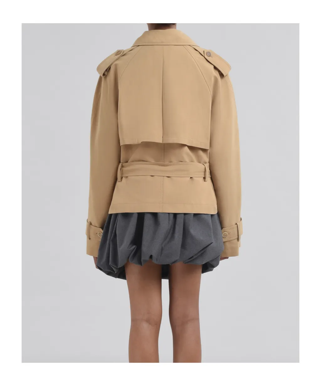 Double-Breasted Short Trench Jacket