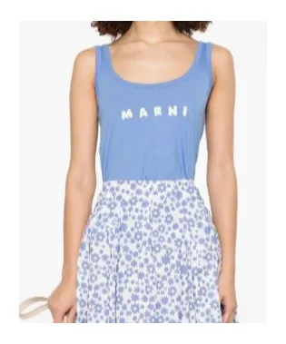 Logo-Printed Scoop Neck Tank Top