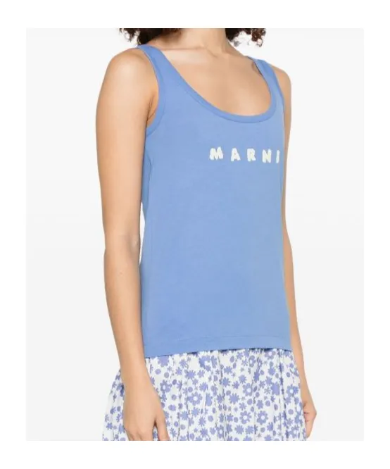 Logo-Printed Scoop Neck Tank Top