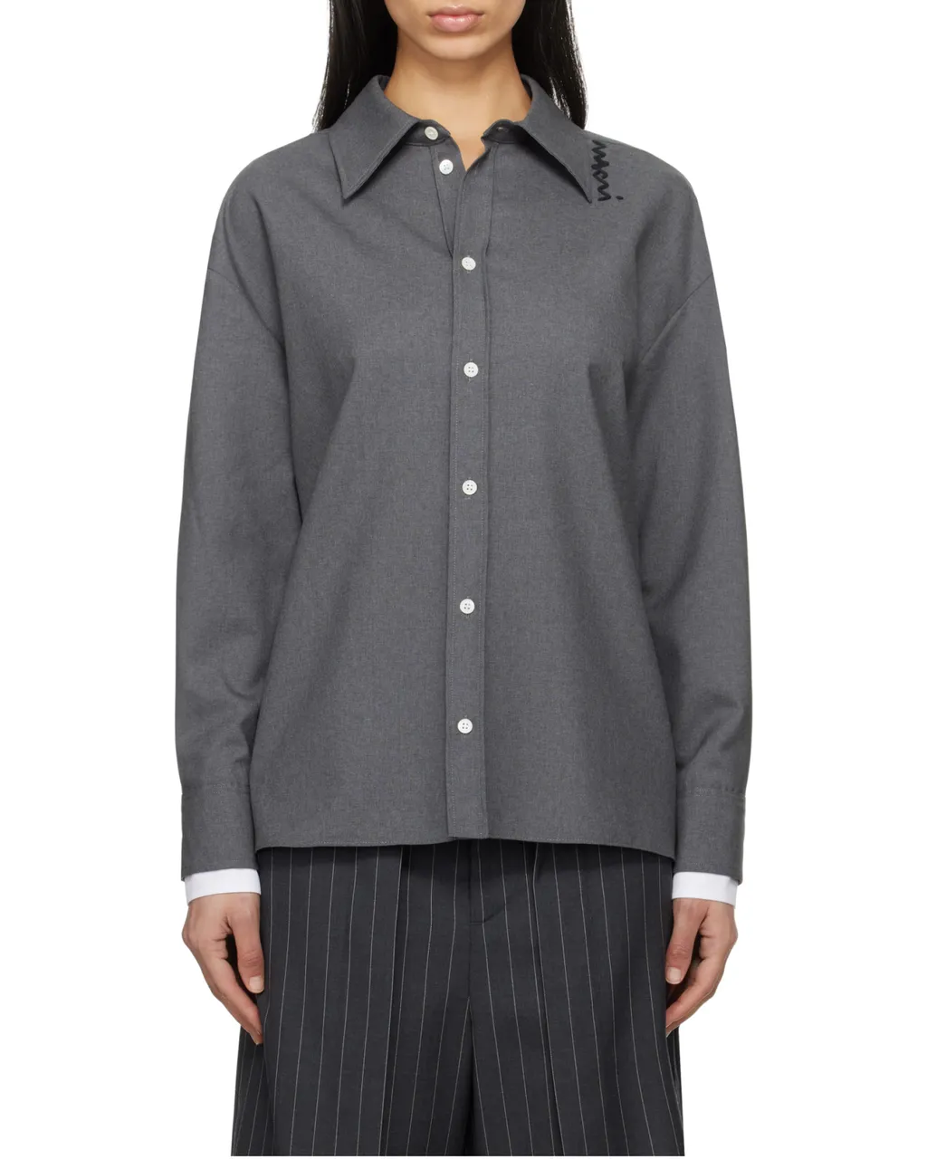 Logo Embroidered High-Low Hem Shirt