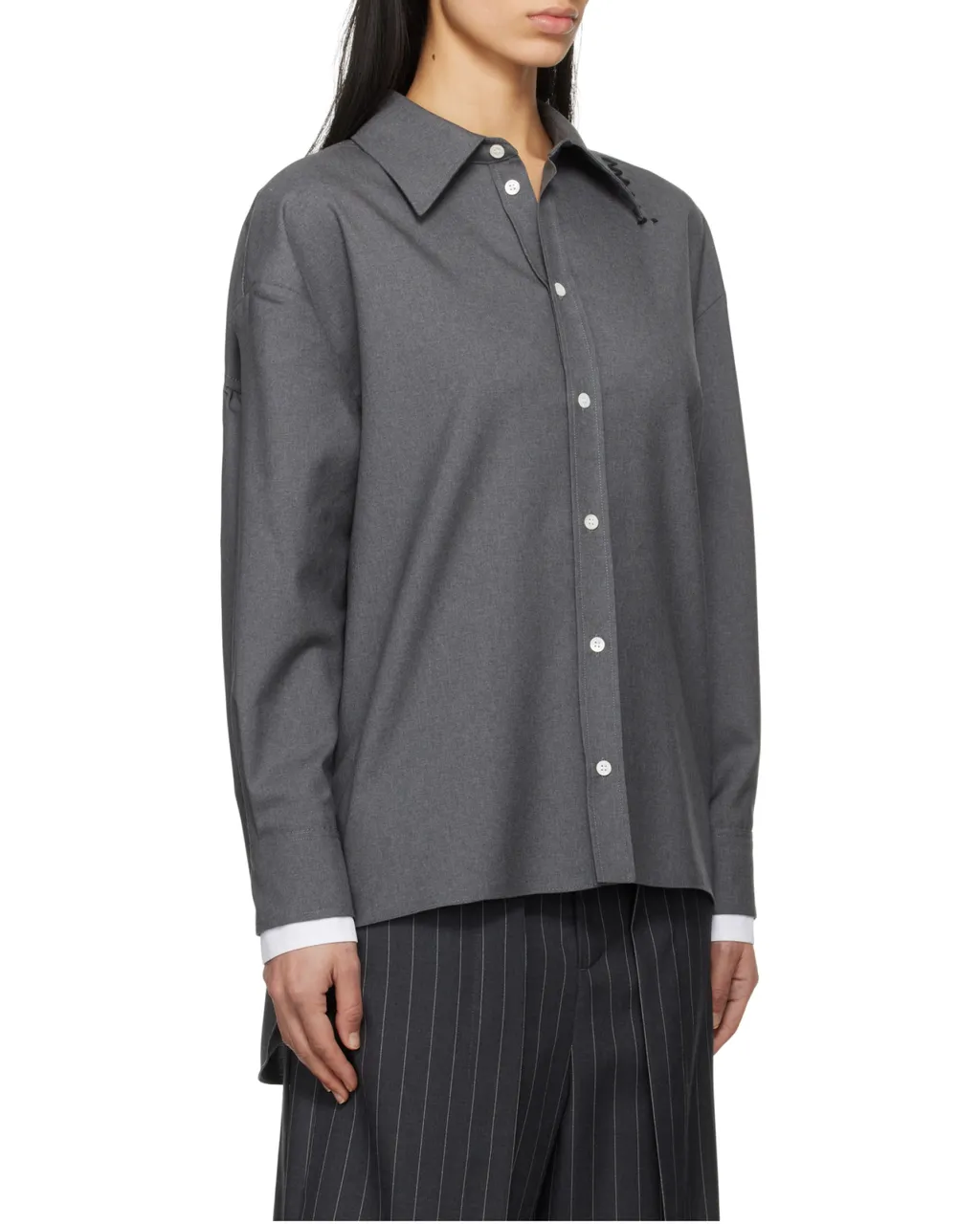 Logo Embroidered High-Low Hem Shirt