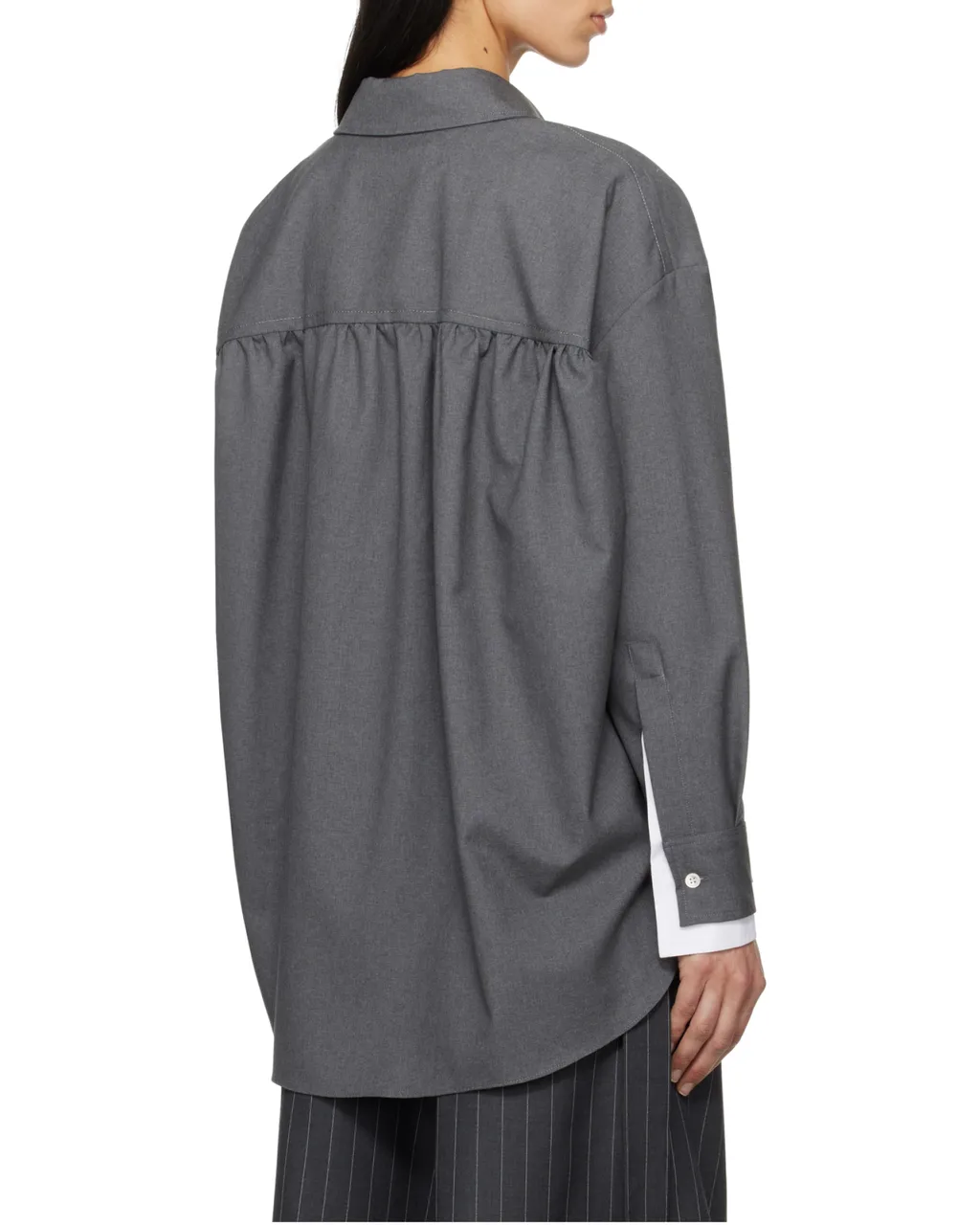 Logo Embroidered High-Low Hem Shirt
