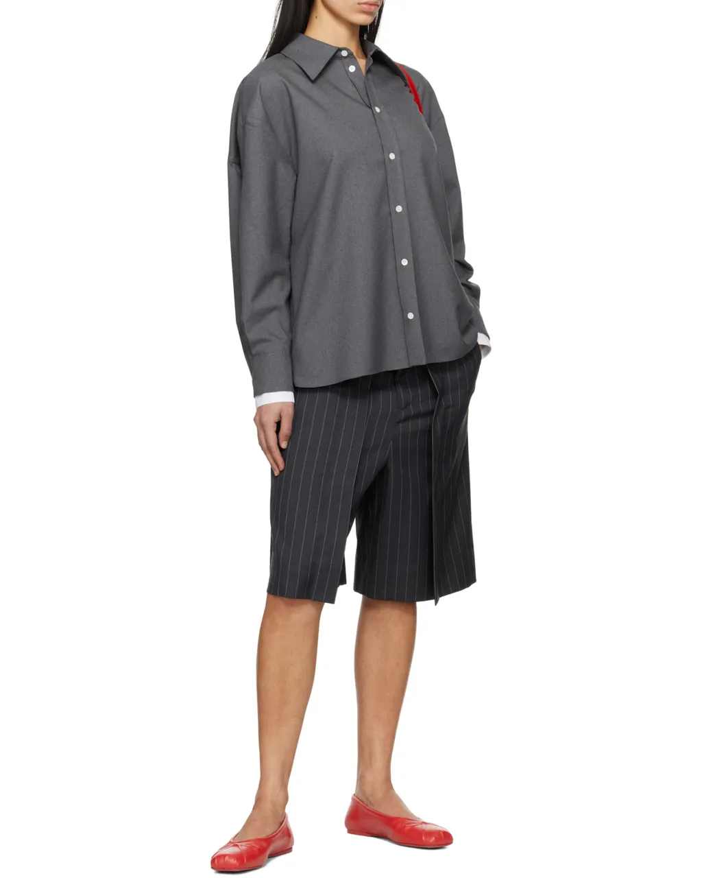 Logo Embroidered High-Low Hem Shirt