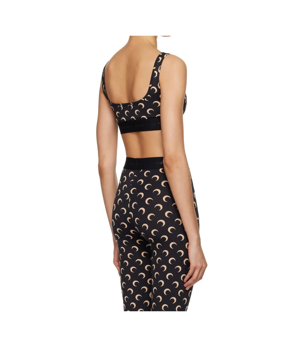Moon-Print Knitted Sports Bra