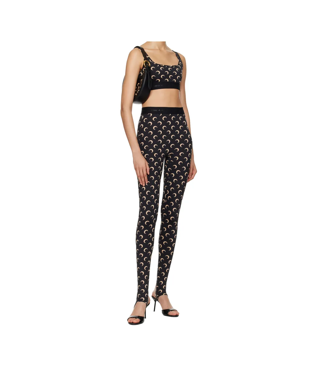 Moon-Print Knitted Sports Bra