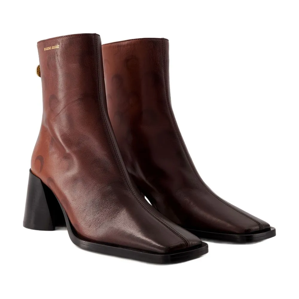 Square Toe Zipped Ankle Boots