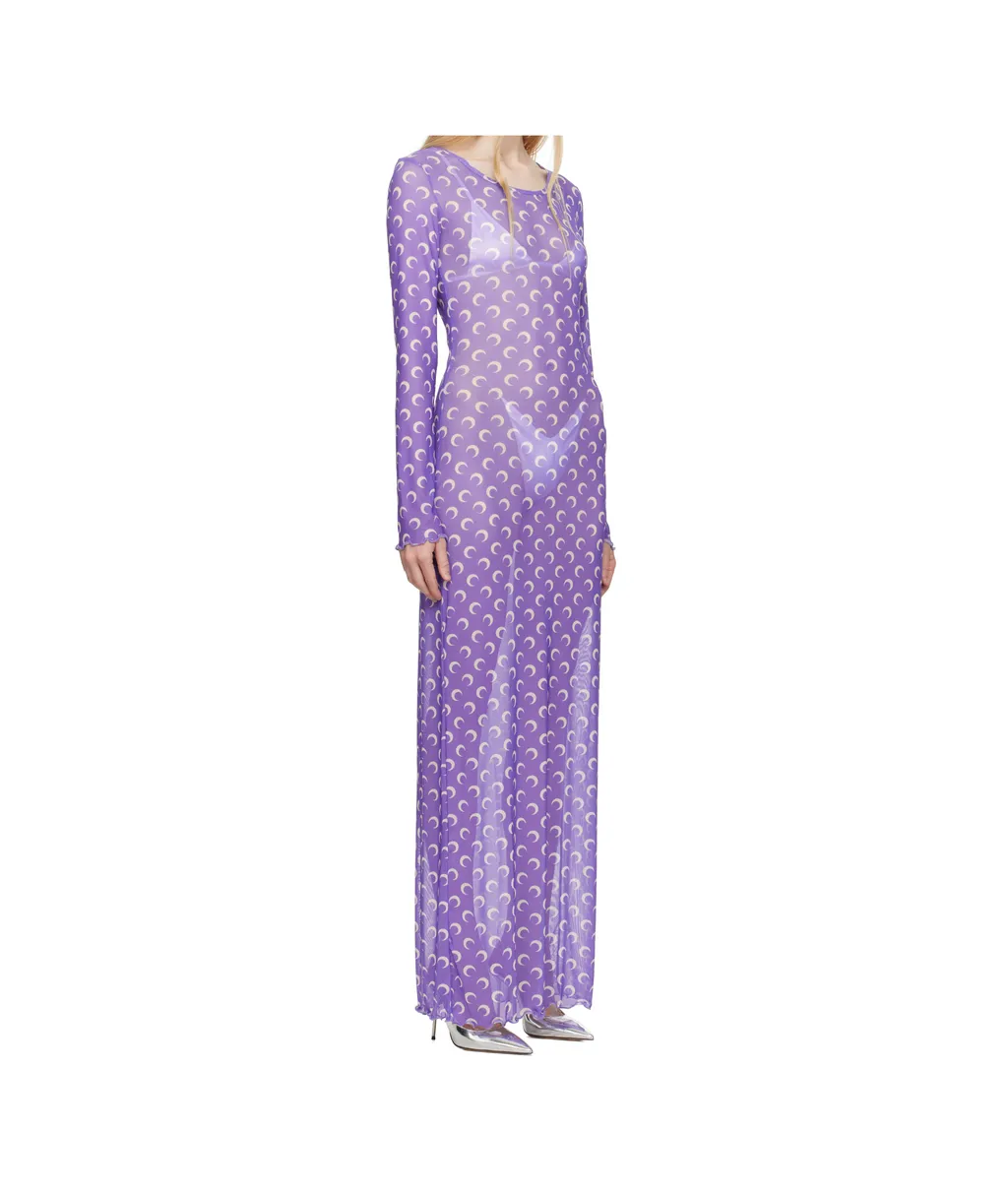 Moon Printed Mesh Panelled Maxi Dress