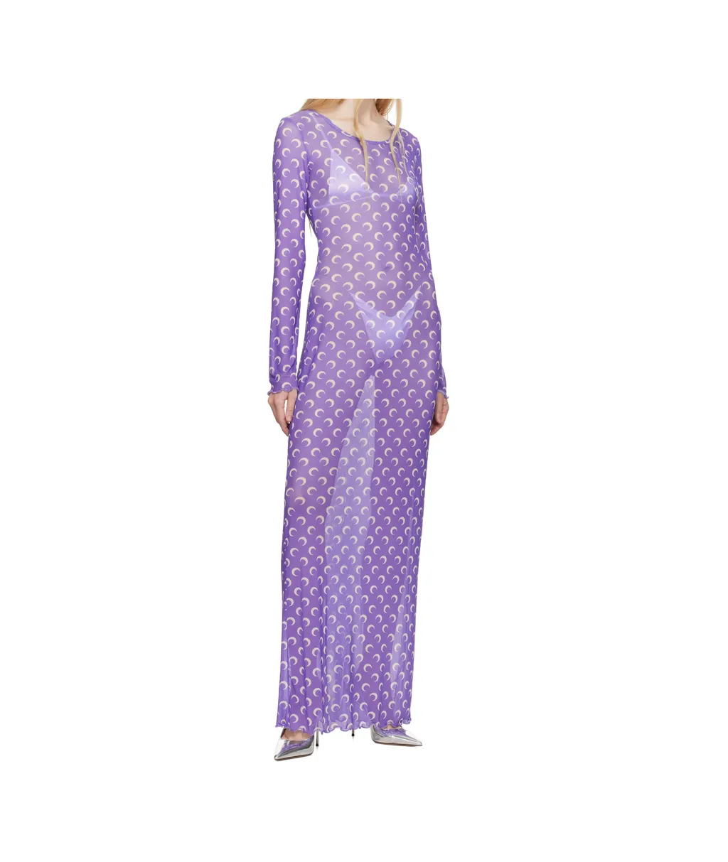 Moon Printed Mesh Panelled Maxi Dress
