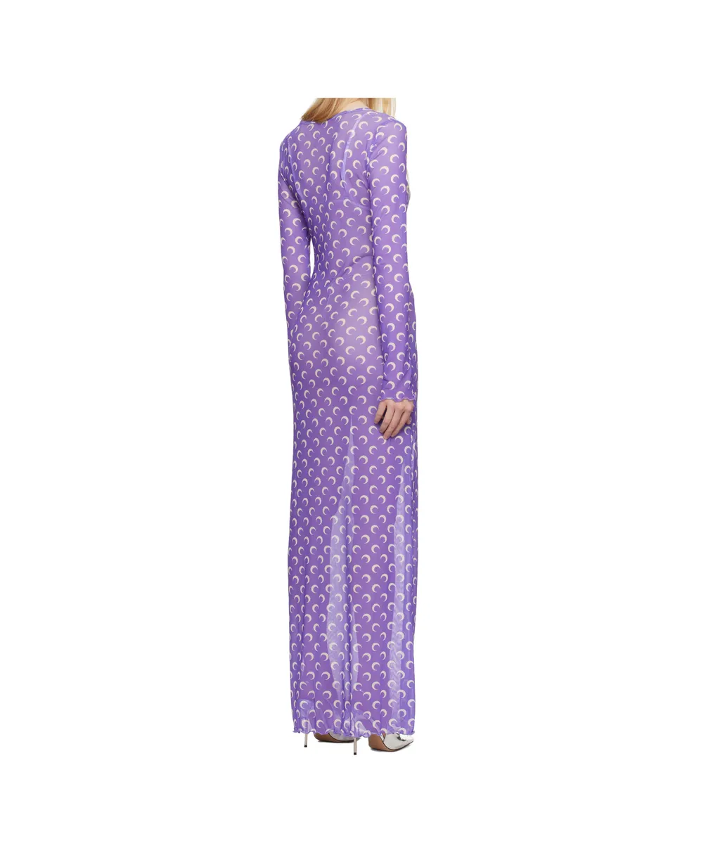 Moon Printed Mesh Panelled Maxi Dress