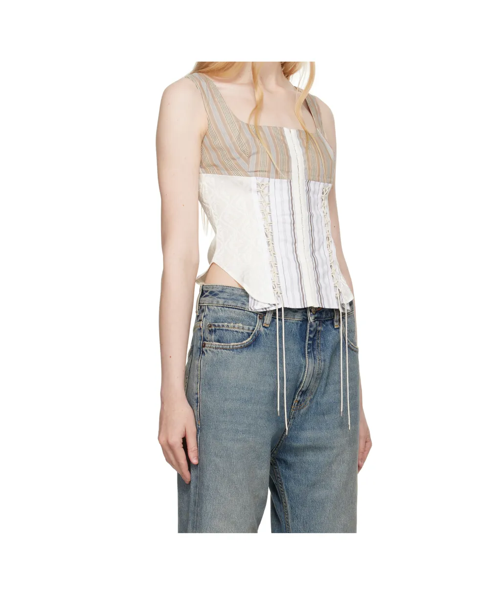 Regenerated Striped Poplin Bustier Top