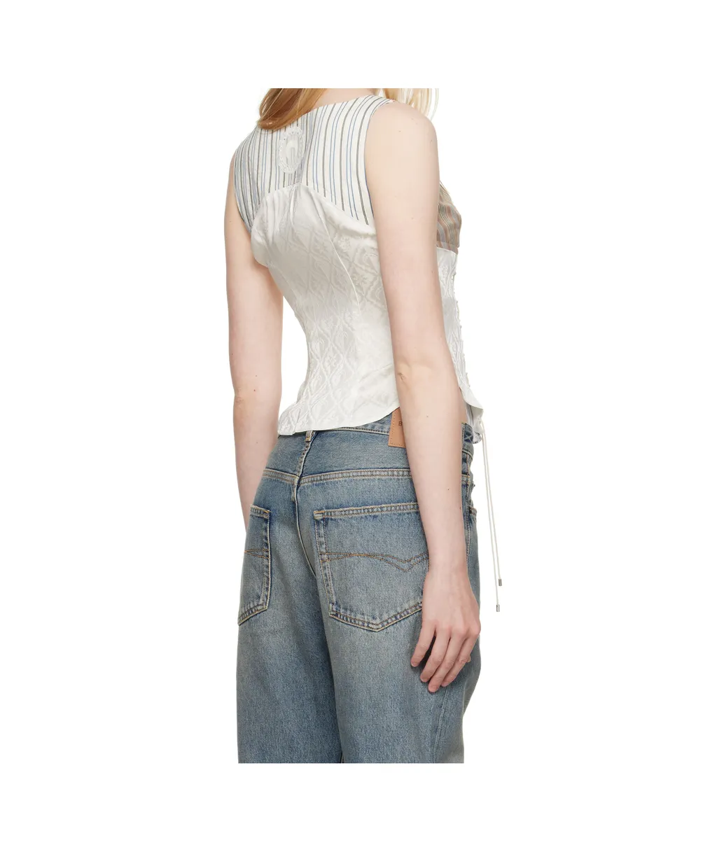 Regenerated Striped Poplin Bustier Top