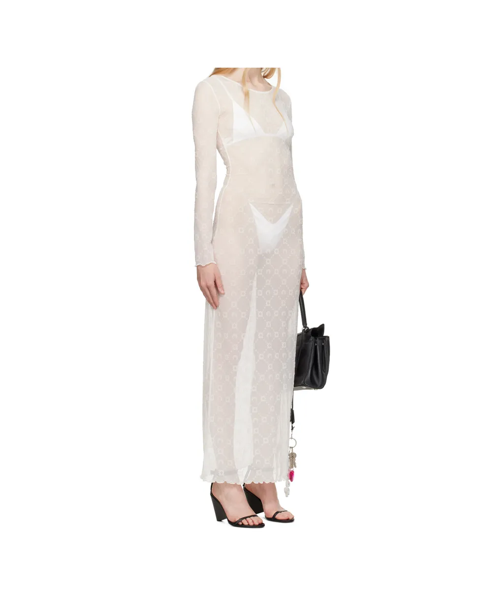 Moonogram Mesh Flock Maxi Dress