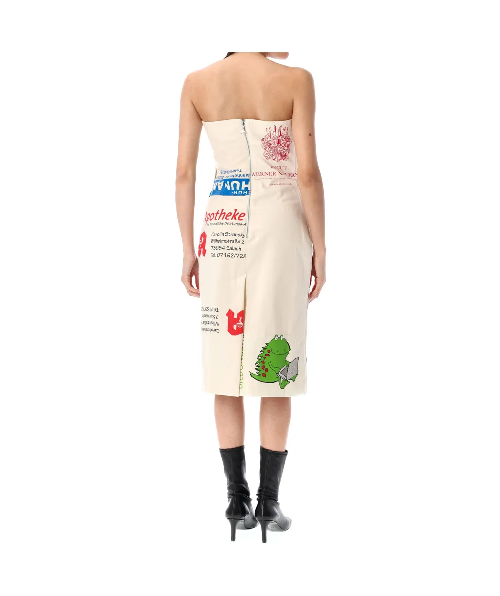 Graphic Printed Bustier Midi Dress