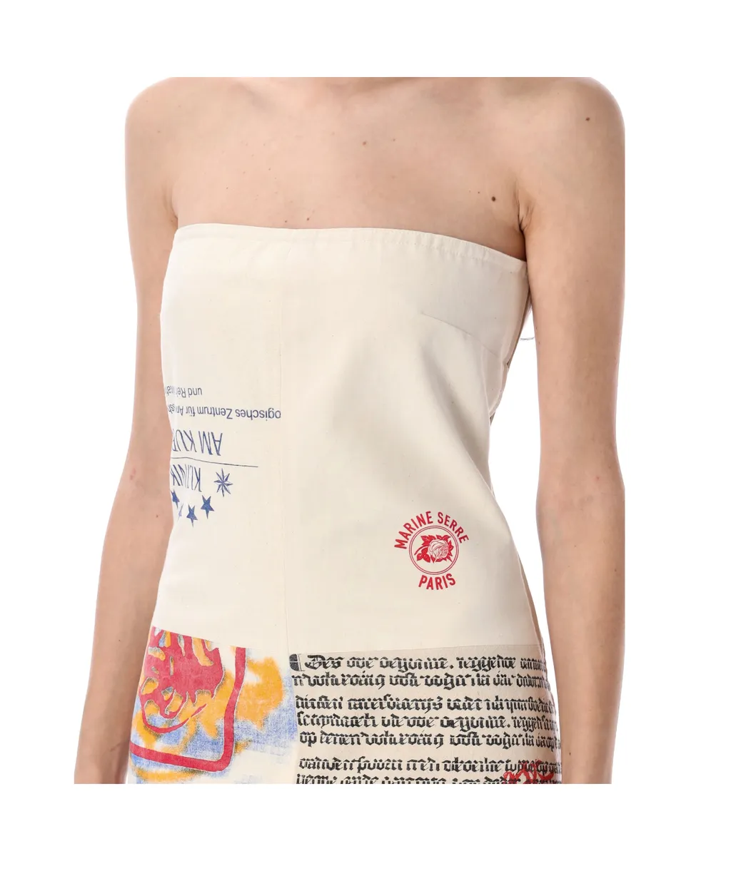 Graphic Printed Bustier Midi Dress