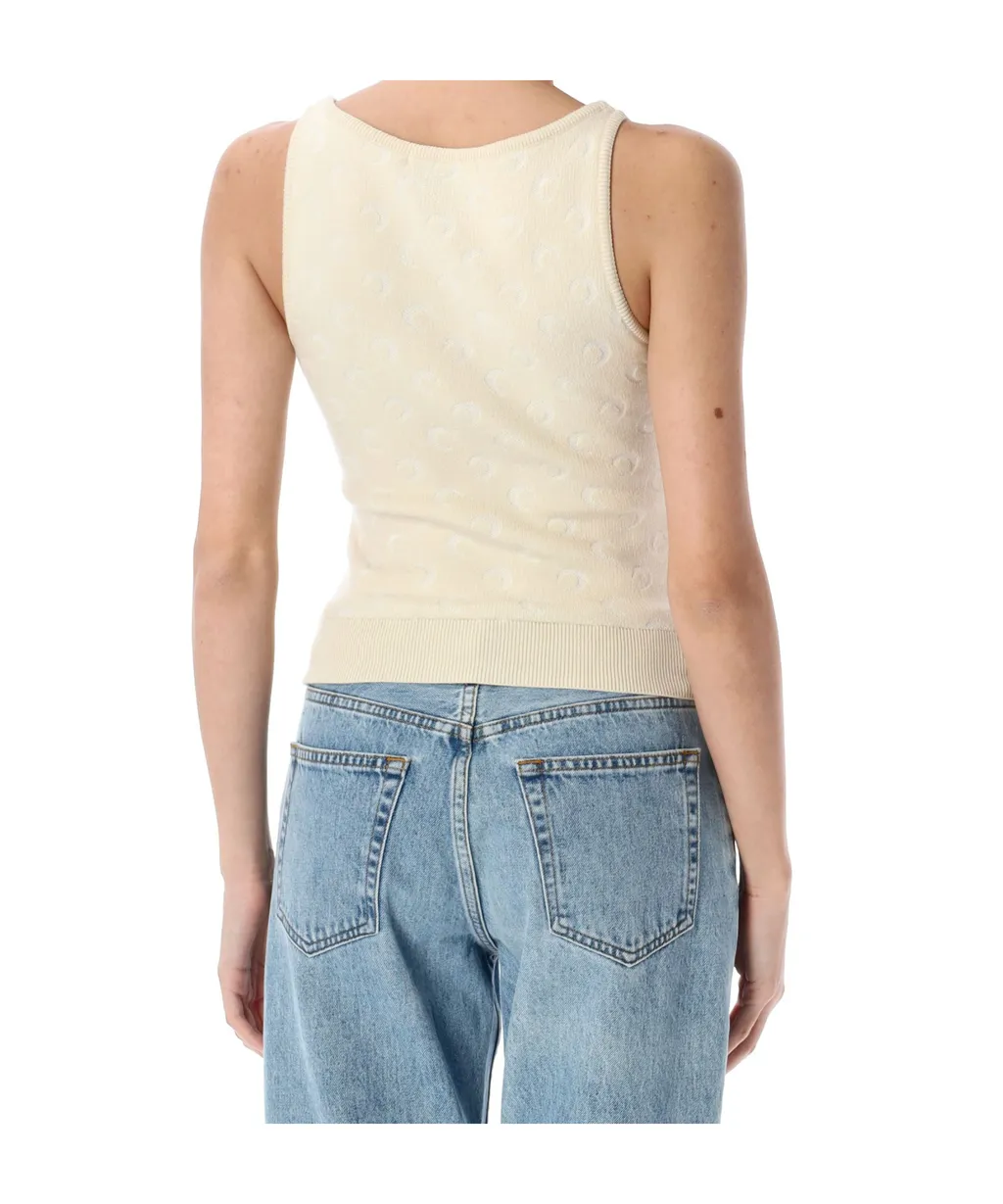 Moon Jacquard Knit Strap Top