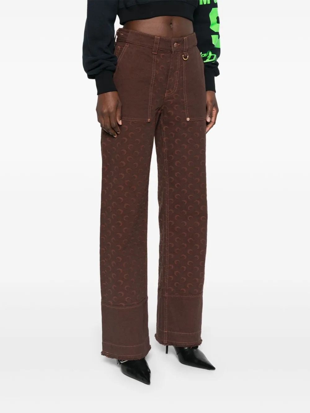 Moon-Jacquard Wide-Leg Jeans
