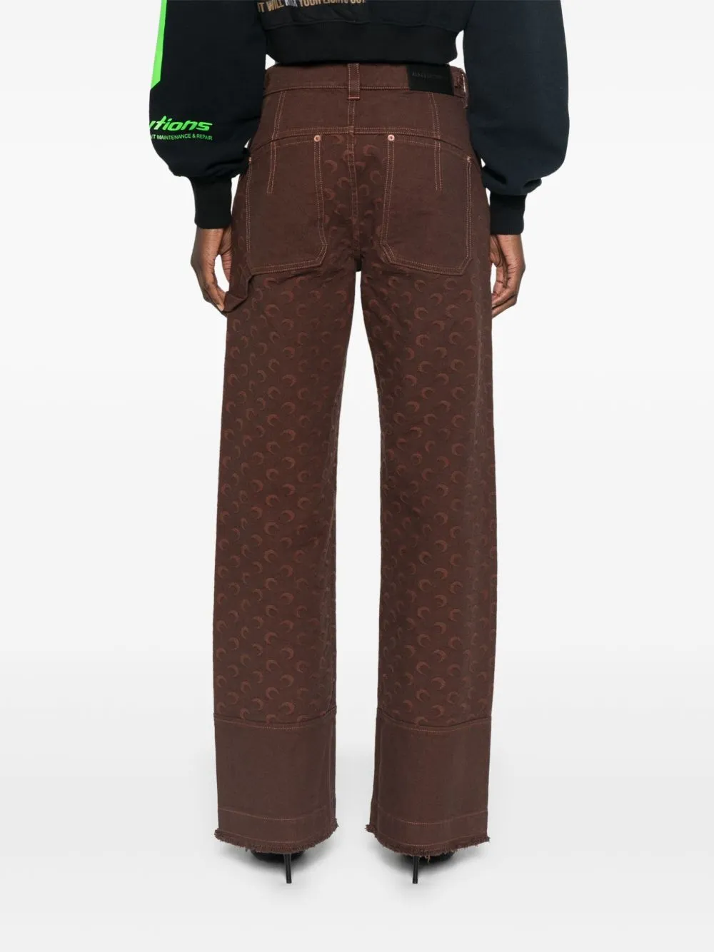 Moon-Jacquard Wide-Leg Jeans