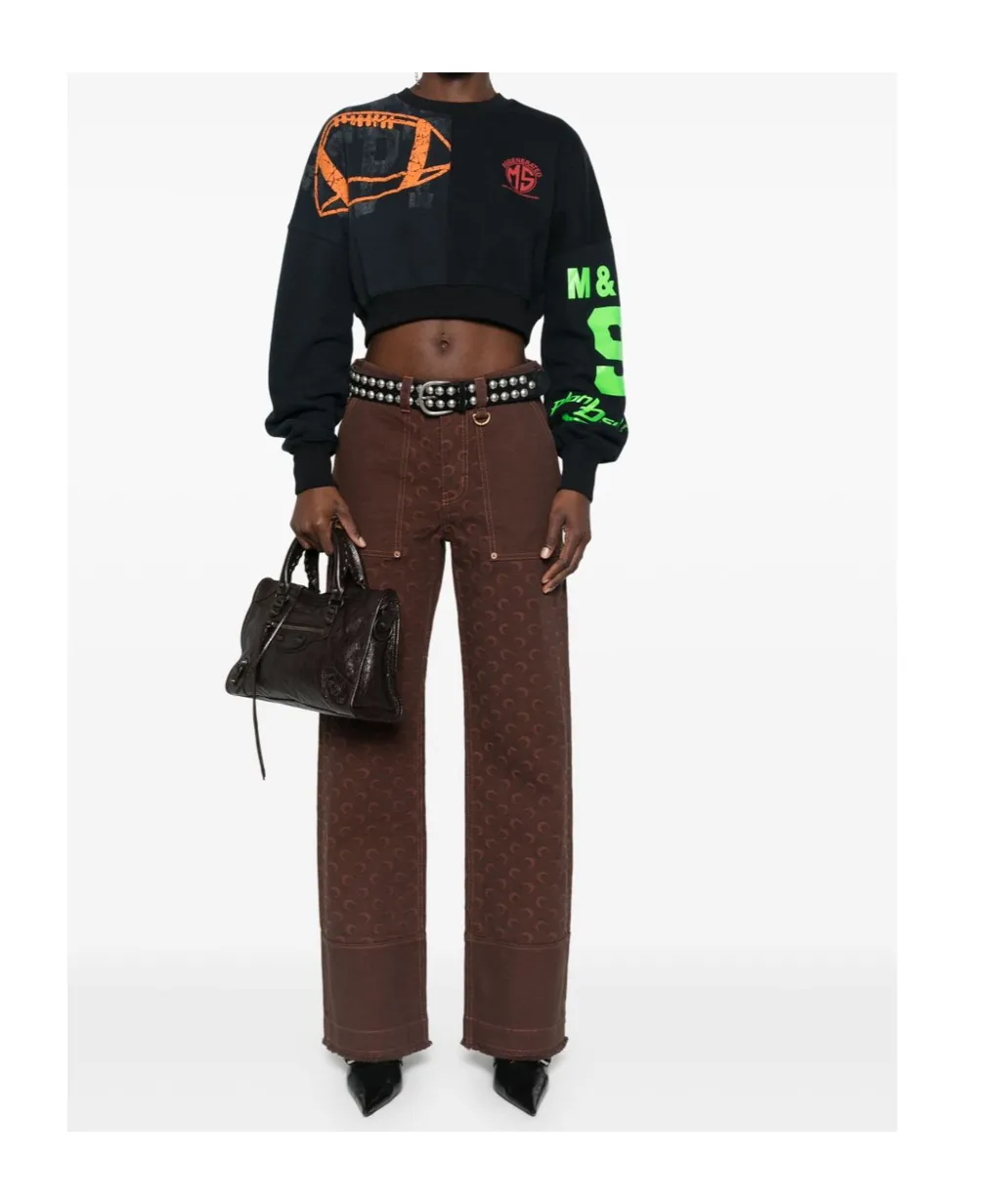 Moon-Jacquard Wide-Leg Jeans