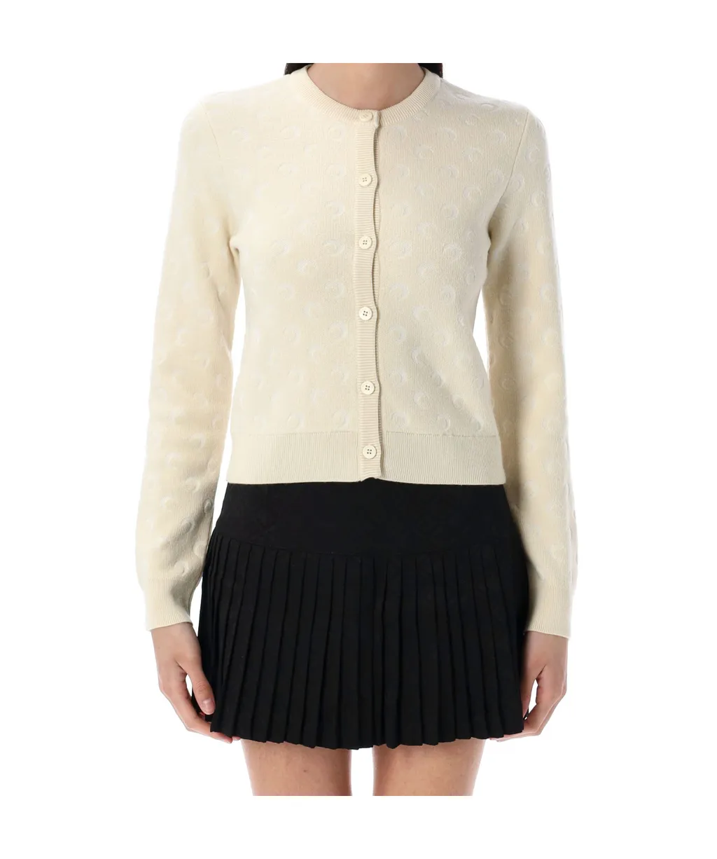 Moon Jacquard Knit Fitted Cardigan