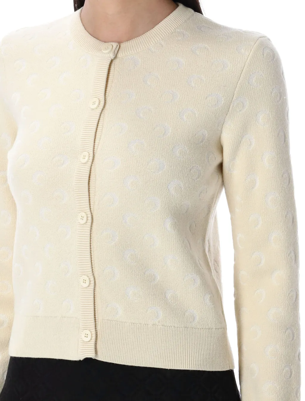 Moon Jacquard Knit Fitted Cardigan