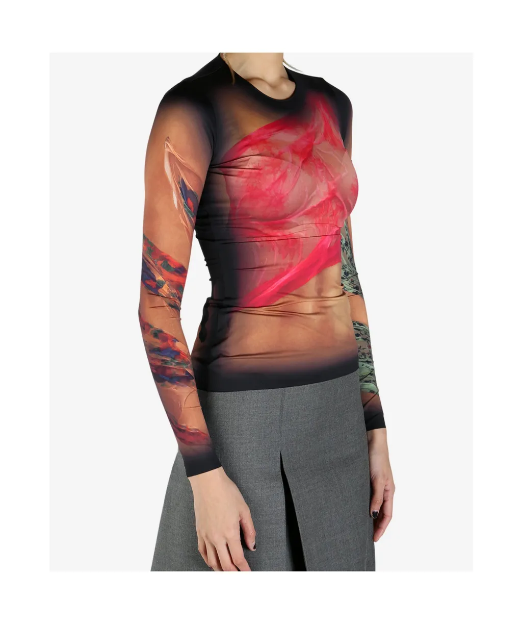 Graphic Printed Long-Sleeved Top
