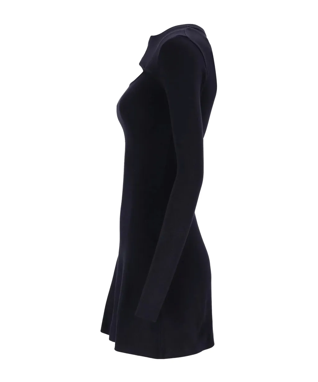 Logo Patch Cut-Out Ribbed Mini Dress