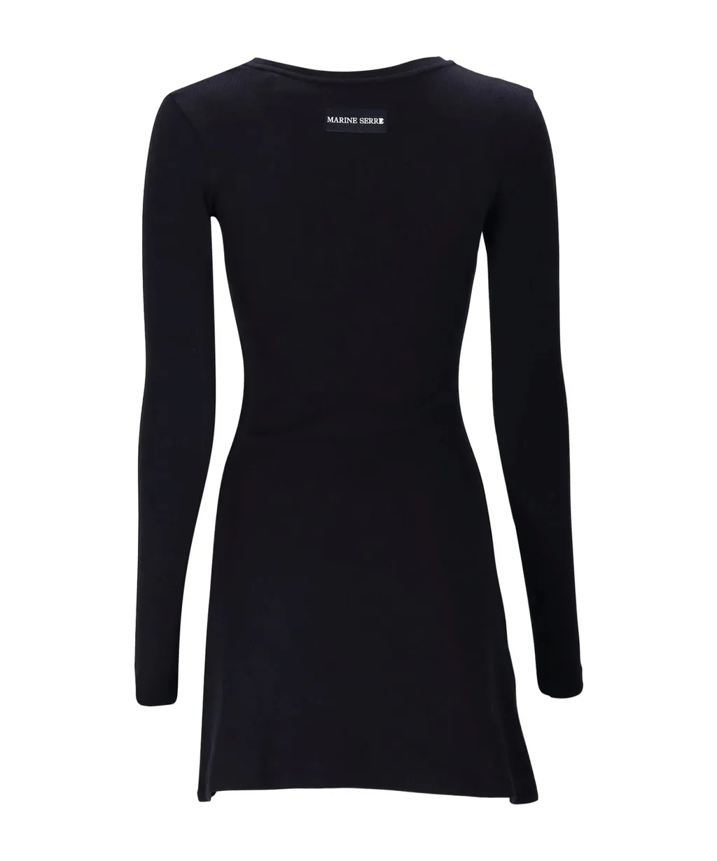 Logo Patch Cut-Out Ribbed Mini Dress