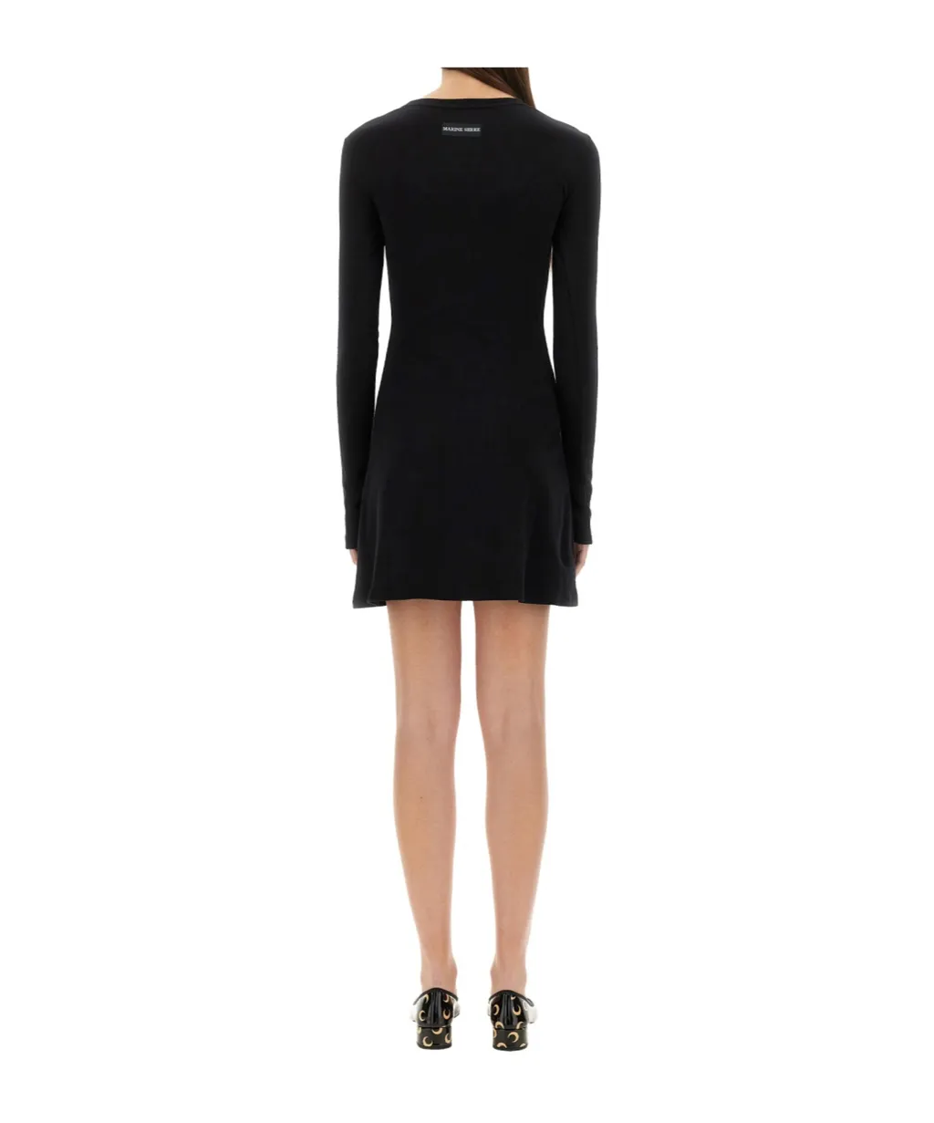 Logo Patch Cut-Out Ribbed Mini Dress