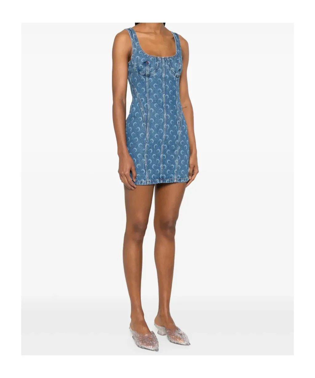 Moon Laser Denim Bustier Dress