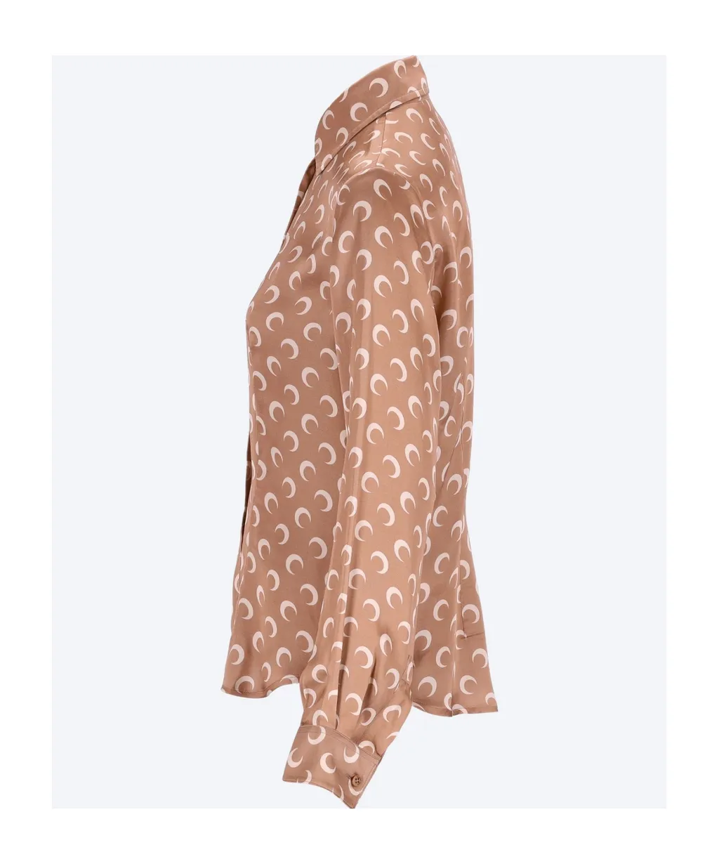 Crescent Moon-Printed Buttoned Shirt