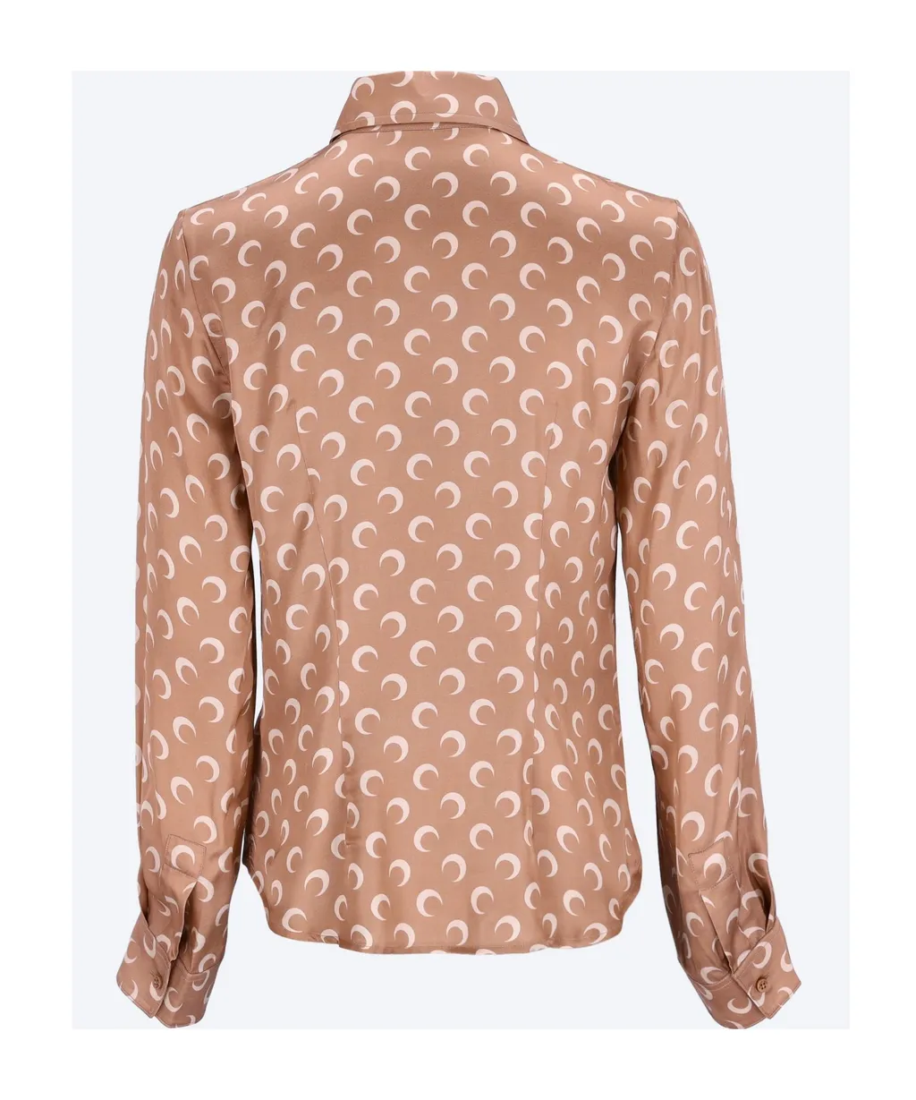 Crescent Moon-Printed Buttoned Shirt