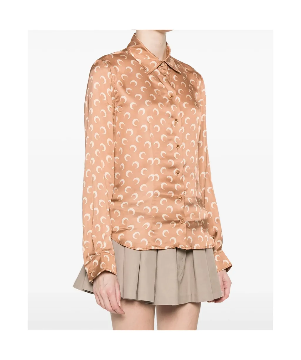 Crescent Moon-Printed Buttoned Shirt