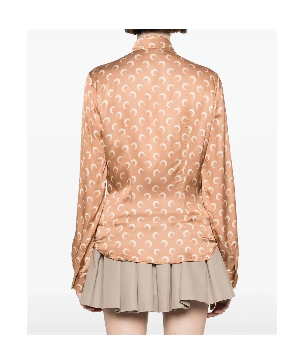 Crescent Moon-Printed Buttoned Shirt